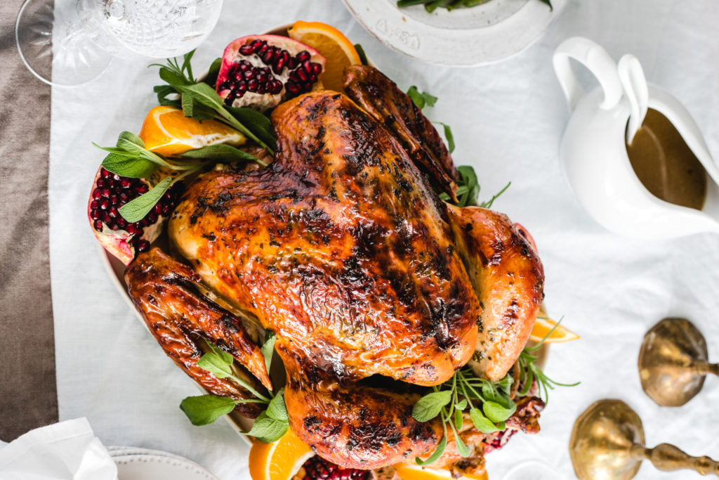 Honey Glazed Herb Butter Roasted Turkey with Gravy - Saha Halal